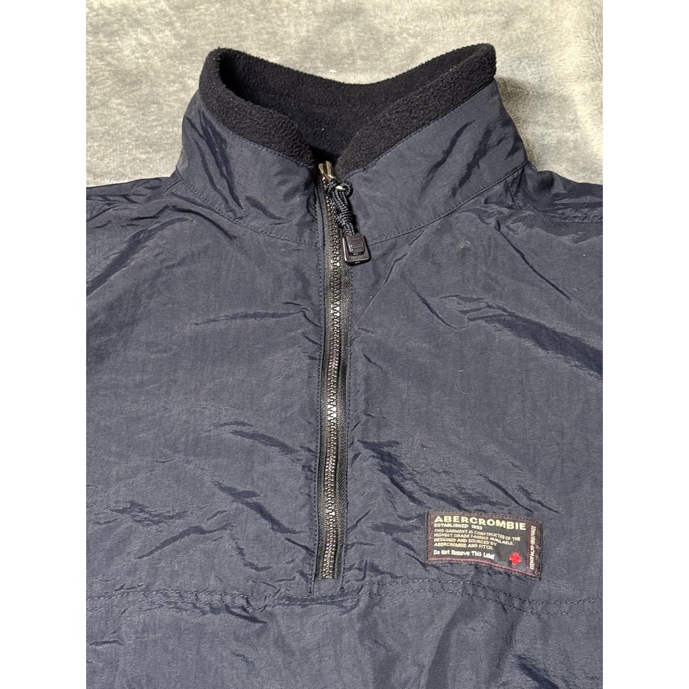 Abercrombie‎ Jacket Mens XL Blue Reversible Fleece Nylon Pullover Anorak 1/4 Zip - Picture 14 of 16